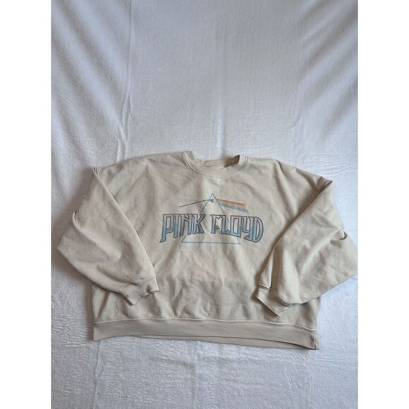 Pink Floyd Tops - Pink Floyd Beige Crew Neck Long‎ Sleeve Sweatshirt Women's Small Stain *